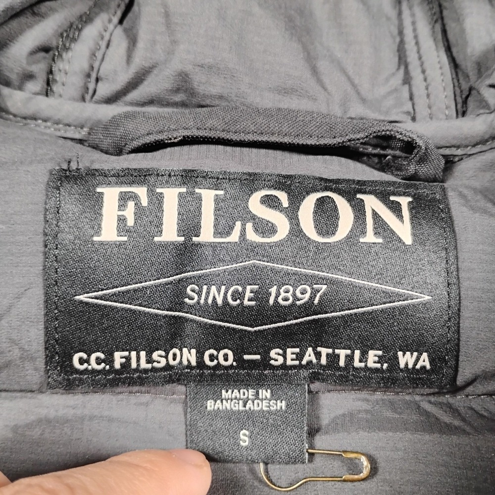 Filson Featherweight Down Jacket Faded Black Hooded Puffer Coat 20067993 Women S - Picture 5 of 14